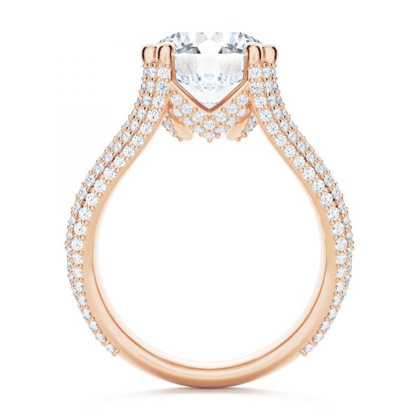 14k Rose Gold 14k Rose Gold Custom Split Shank Diamond Pave Engagement Ring - Front View - 107242