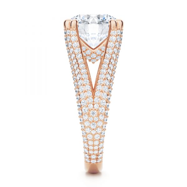 14k Rose Gold 14k Rose Gold Custom Split Shank Diamond Pave Engagement Ring - Side View - 107242