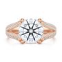 14k Rose Gold 14k Rose Gold Custom Split Shank Diamond Pave Engagement Ring - Top View -  107242 - Thumbnail