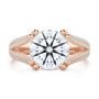 14k Rose Gold 14k Rose Gold Custom Split Shank Diamond Pave Engagement Ring - Top View -  107242 - Thumbnail