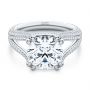 18k White Gold 18k White Gold Custom Split Shank Diamond Pave Engagement Ring - Flat View -  107242 - Thumbnail