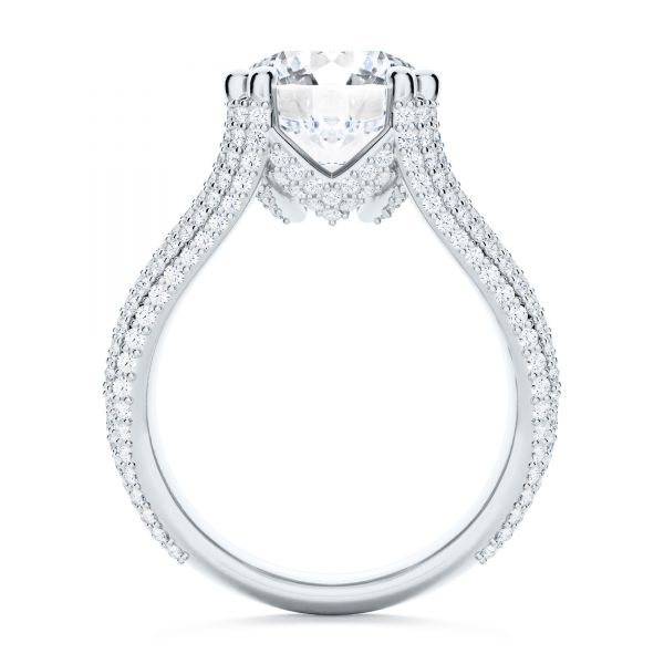  Platinum Custom Split Shank Diamond Pave Engagement Ring - Front View -  107242