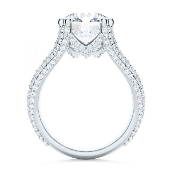 14k White Gold 14k White Gold Custom Split Shank Diamond Pave Engagement Ring - Front View -  107242