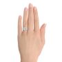  Platinum Custom Split Shank Diamond Pave Engagement Ring - Hand View -  107242 - Thumbnail