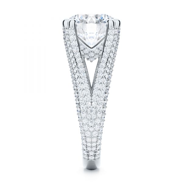  Platinum Custom Split Shank Diamond Pave Engagement Ring - Side View -  107242