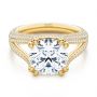 14k Yellow Gold 14k Yellow Gold Custom Split Shank Diamond Pave Engagement Ring - Flat View -  107242 - Thumbnail