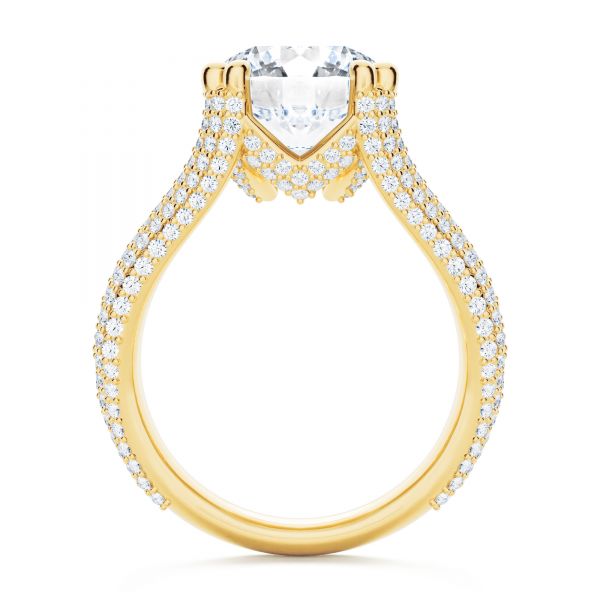 18k Yellow Gold 18k Yellow Gold Custom Split Shank Diamond Pave Engagement Ring - Front View -  107242