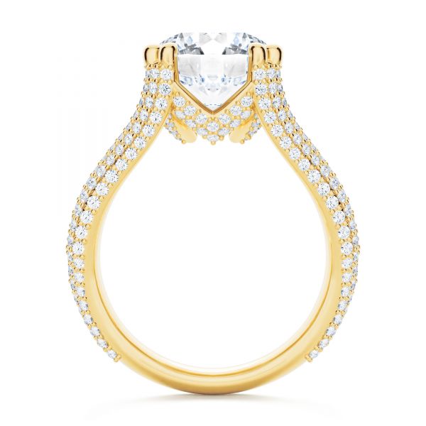 18k Yellow Gold 18k Yellow Gold Custom Split Shank Diamond Pave Engagement Ring - Front View - 107242