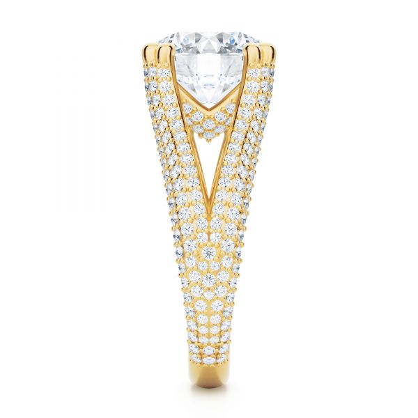 18k Yellow Gold 18k Yellow Gold Custom Split Shank Diamond Pave Engagement Ring - Side View - 107242