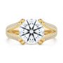 14k Yellow Gold 14k Yellow Gold Custom Split Shank Diamond Pave Engagement Ring - Top View -  107242 - Thumbnail