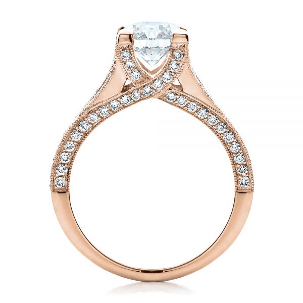 18k Rose Gold 18k Rose Gold Custom Split Shank Engagement Ring - Front View -  1440