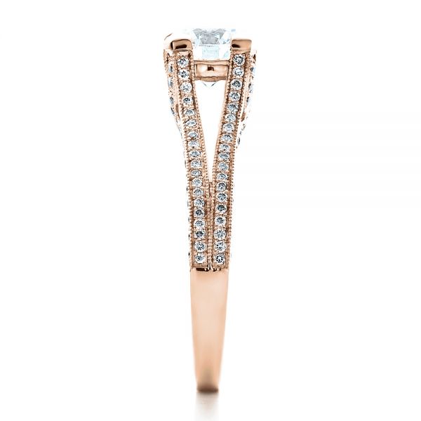 18k Rose Gold 18k Rose Gold Custom Split Shank Engagement Ring - Side View - 1440