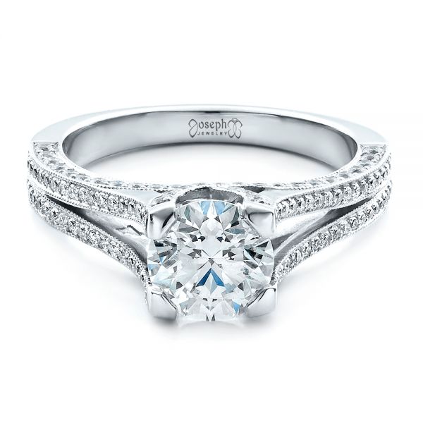 Platinum Custom Split Shank Engagement Ring - Flat View - 1440