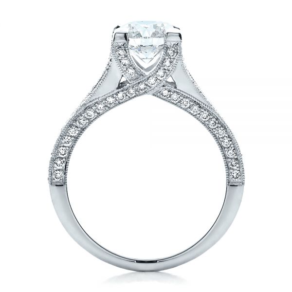 14k White Gold 14k White Gold Custom Split Shank Engagement Ring - Front View -  1440