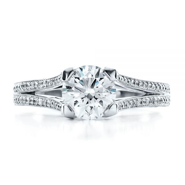  Platinum Custom Split Shank Engagement Ring - Top View -  1440