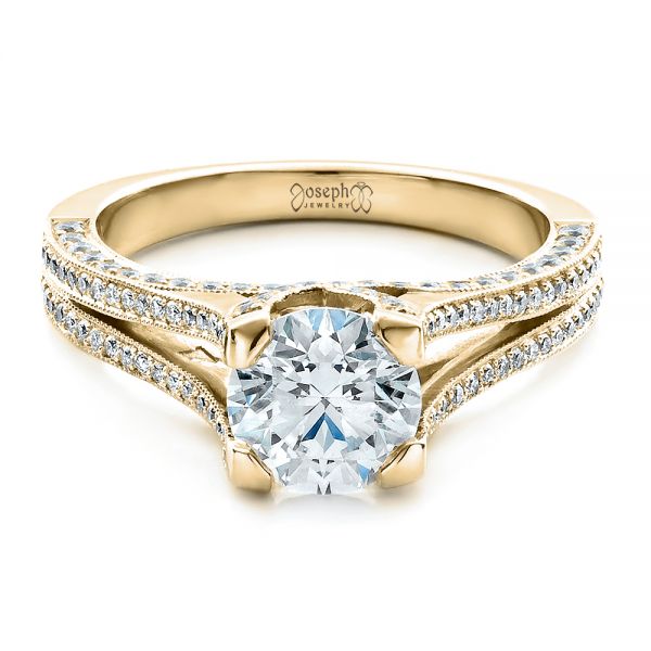 14k Yellow Gold 14k Yellow Gold Custom Split Shank Engagement Ring - Flat View - 1440