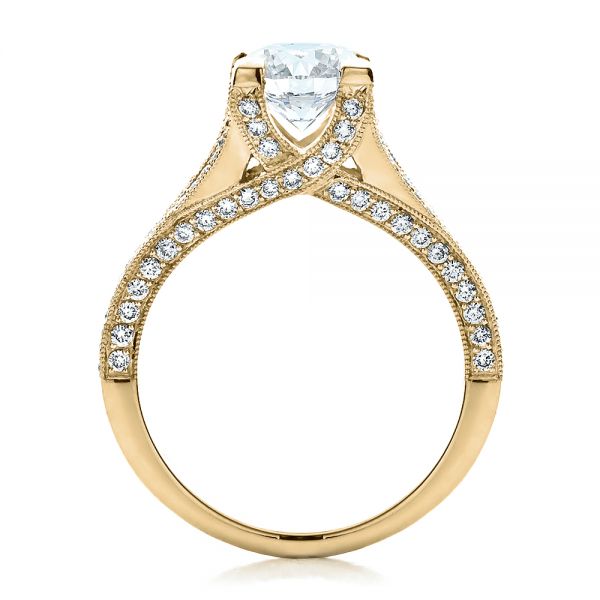 18k Yellow Gold 18k Yellow Gold Custom Split Shank Engagement Ring - Front View -  1440