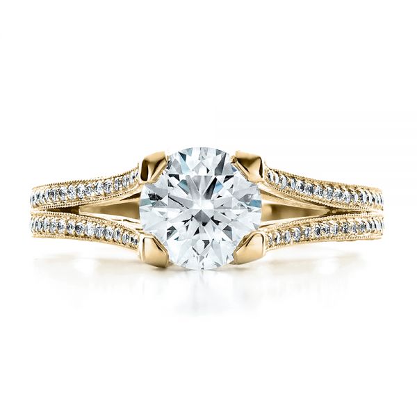 14k Yellow Gold 14k Yellow Gold Custom Split Shank Engagement Ring - Top View - 1440