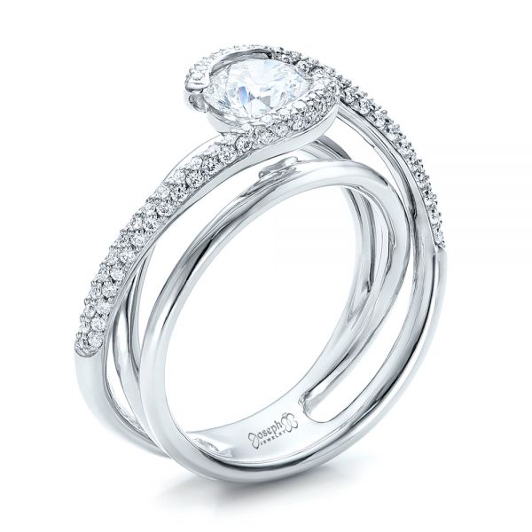 Custom Split Shank Pave Diamond Engagement Ring - Image