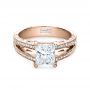 18k Rose Gold 18k Rose Gold Custom Split Shank Princess Cut Engagement Ring - Flat View -  1132 - Thumbnail