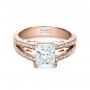 14k Rose Gold 14k Rose Gold Custom Split Shank Princess Cut Engagement Ring - Flat View -  1132 - Thumbnail