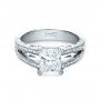 14k White Gold Custom Split Shank Princess Cut Engagement Ring - Flat View -  1132 - Thumbnail