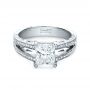 14k White Gold Custom Split Shank Princess Cut Engagement Ring - Flat View -  1132 - Thumbnail