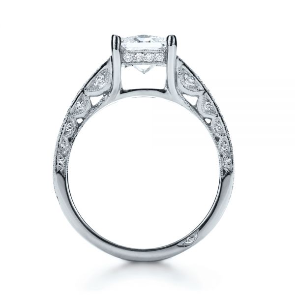 18k White Gold 18k White Gold Custom Split Shank Princess Cut Engagement Ring - Front View -  1132