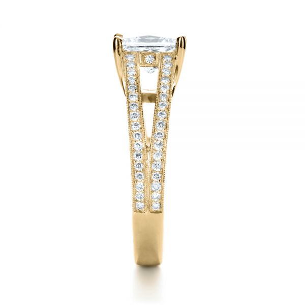 14k Yellow Gold 14k Yellow Gold Custom Split Shank Princess Cut Engagement Ring - Side View - 1132