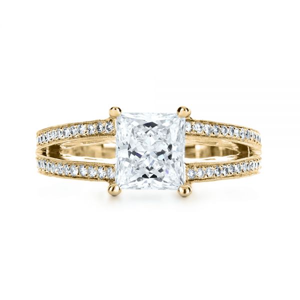14k Yellow Gold 14k Yellow Gold Custom Split Shank Princess Cut Engagement Ring - Top View - 1132