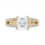 18k Yellow Gold 18k Yellow Gold Custom Split Shank Princess Cut Engagement Ring - Top View -  1132 - Thumbnail