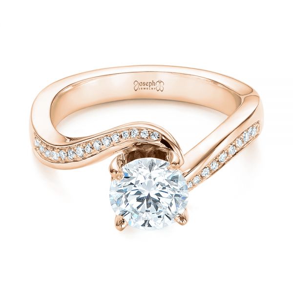 14k Rose Gold 14k Rose Gold Custom Swirled Wrap Diamond Engagement Ring - Flat View -  105120