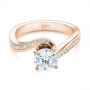 14k Rose Gold 14k Rose Gold Custom Swirled Wrap Diamond Engagement Ring - Flat View -  105120 - Thumbnail