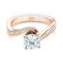 18k Rose Gold 18k Rose Gold Custom Swirled Wrap Diamond Engagement Ring - Flat View -  105120 - Thumbnail