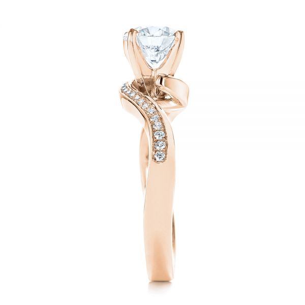 18k Rose Gold 18k Rose Gold Custom Swirled Wrap Diamond Engagement Ring - Side View -  105120