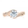 18k Rose Gold 18k Rose Gold Custom Swirled Wrap Diamond Engagement Ring - Top View -  105120 - Thumbnail