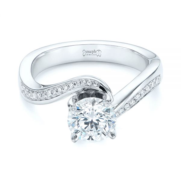  Platinum Platinum Custom Swirled Wrap Diamond Engagement Ring - Flat View -  105120