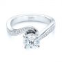 14k White Gold Custom Swirled Wrap Diamond Engagement Ring - Flat View -  105120 - Thumbnail