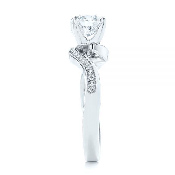 18k White Gold 18k White Gold Custom Swirled Wrap Diamond Engagement Ring - Side View -  105120