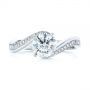 18k White Gold 18k White Gold Custom Swirled Wrap Diamond Engagement Ring - Top View -  105120 - Thumbnail