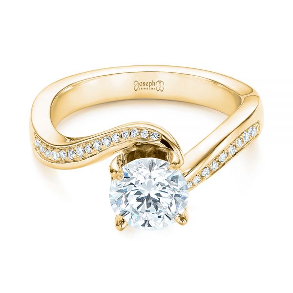 14k Yellow Gold 14k Yellow Gold Custom Swirled Wrap Diamond Engagement Ring - Flat View -  105120