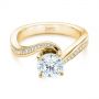 18k Yellow Gold 18k Yellow Gold Custom Swirled Wrap Diamond Engagement Ring - Flat View -  105120 - Thumbnail