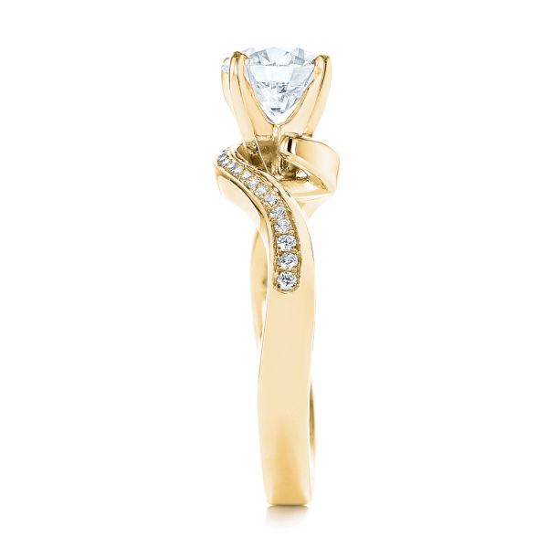 18k Yellow Gold 18k Yellow Gold Custom Swirled Wrap Diamond Engagement Ring - Side View -  105120