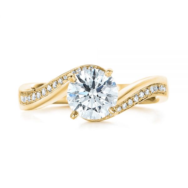 14k Yellow Gold 14k Yellow Gold Custom Swirled Wrap Diamond Engagement Ring - Top View - 105120