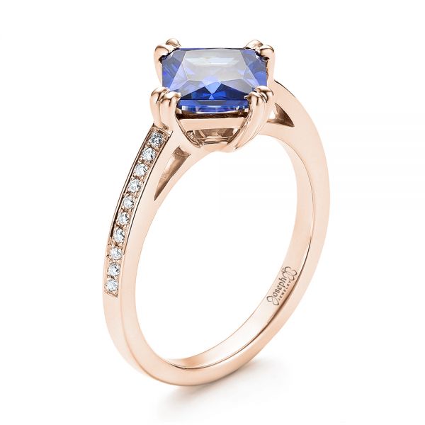 14k Rose Gold 14k Rose Gold Custom Tanzanite And Diamond Engagement Ring - Three-Quarter View -  103149