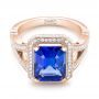 14k Rose Gold 14k Rose Gold Custom Tanzanite And Diamond Engagement Ring - Flat View -  102968 - Thumbnail