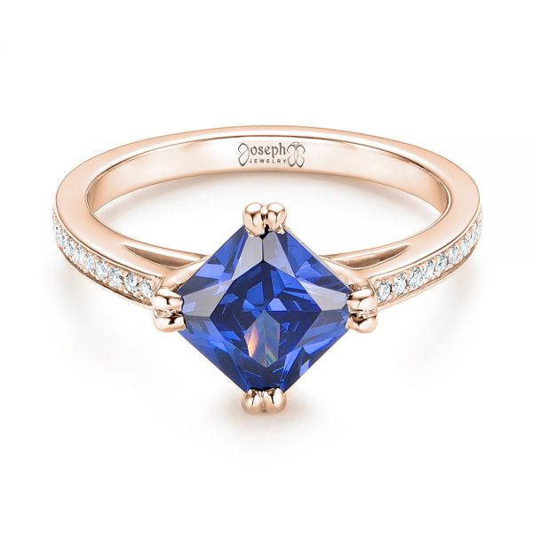 14k Rose Gold 14k Rose Gold Custom Tanzanite And Diamond Engagement Ring - Flat View -  103149