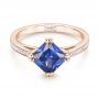 18k Rose Gold 18k Rose Gold Custom Tanzanite And Diamond Engagement Ring - Flat View -  103149 - Thumbnail