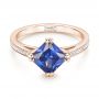 14k Rose Gold 14k Rose Gold Custom Tanzanite And Diamond Engagement Ring - Flat View -  103149 - Thumbnail