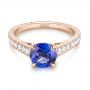 14k Rose Gold 14k Rose Gold Custom Tanzanite And Diamond Engagement Ring - Flat View -  103340 - Thumbnail